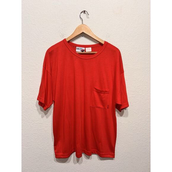 Vintage 80s Hang Ten T Shirt Red Pocket Made In USA Large - Picture 1 of 5